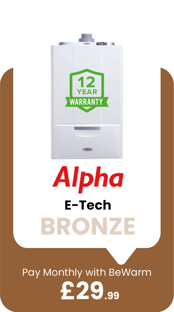 Bambu Bronze Pacakge Alpha E-Tech Boiler. £29.99 per month with BeWarm